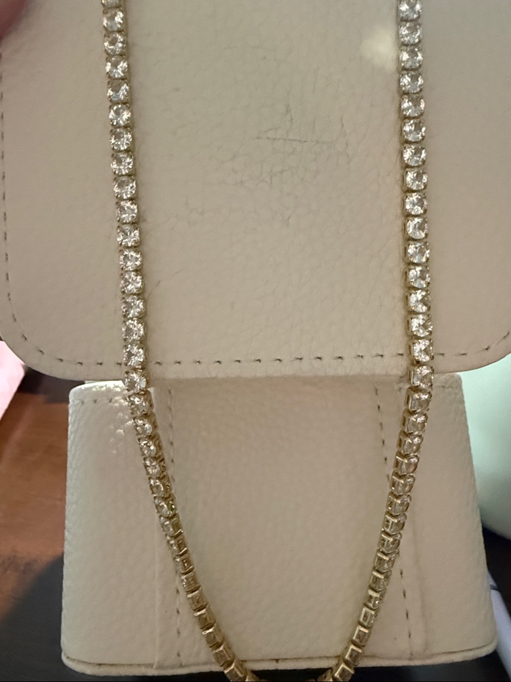 Clear Crystal Tennis Necklace - Gold Filled - 20”